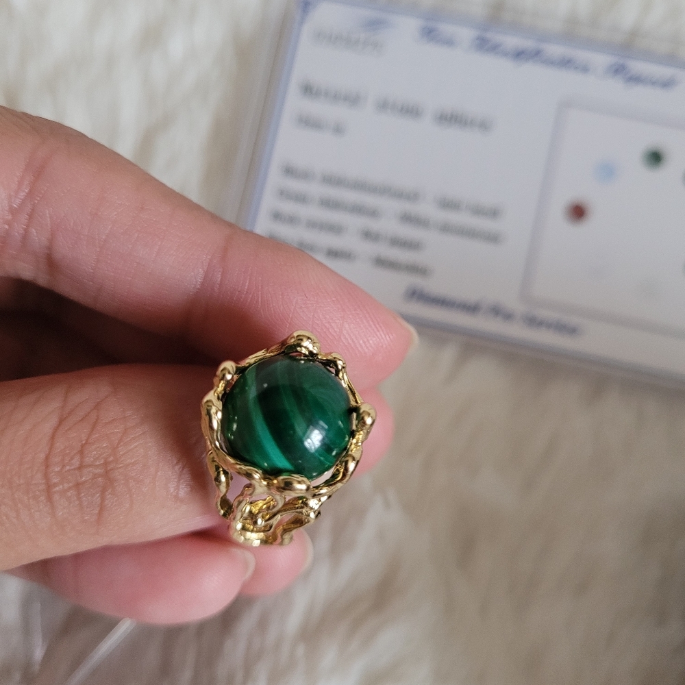 💐SOLD ❤️ K18 Japan gold ring with 8 natural stones💐 - Picture 4 of 12